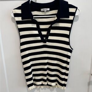 Madewell Navy and White Striped Women's Top